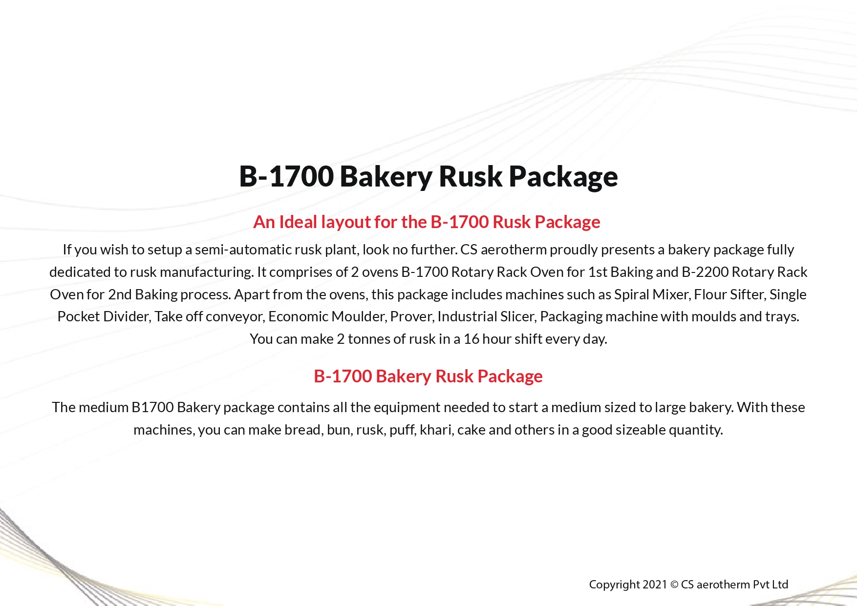 B-1700 Rusk Package | csaerotherm